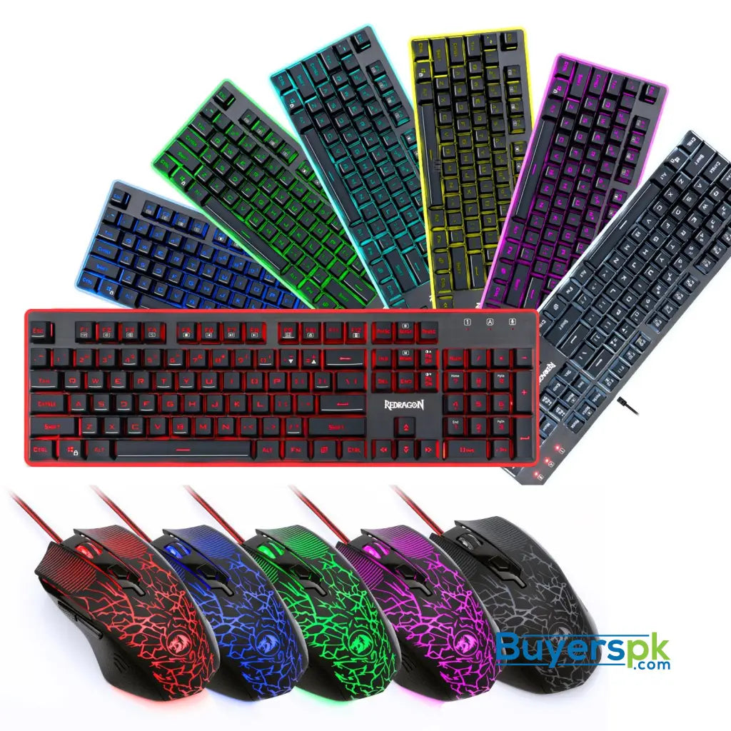 Redragon S107 PC Gaming Keyboard and Mouse Combo & Large Mouse Pad Mechanical Feel RGB Backlit & Edge Side Light Illumination Keyboard 3200 Redragon S107 PC Gaming Keyboard and Mouse Combo & Large Mouse Pad Mechanical Feel RGB Backlit & Edge Side Light Illumination Keyboard 3200